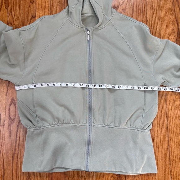 lululemon athletica green cotton fern hugged waist zip up relaxed fit Hoodie 12 - Picture 10 of 16